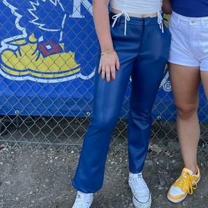 Avec Les Filles Cobalt Blue Leather Pants